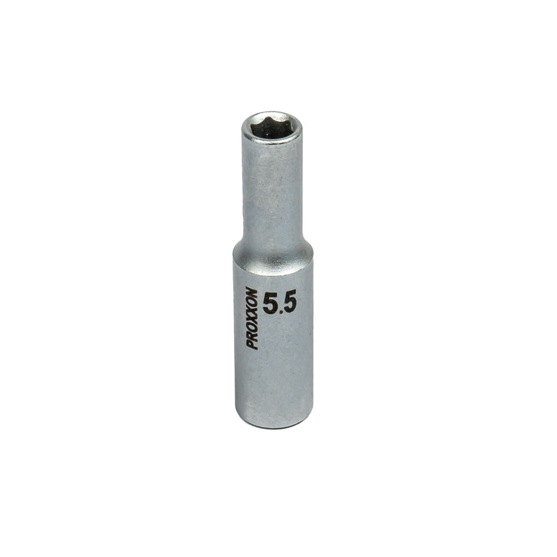 1/4" Tiefbett-Steckschlüsseleinsatz (Schlüsselweite: 4 - 14 mm wählbar, Hergestellt aus CrV-Stahl, lange Ausführung 50 mm)