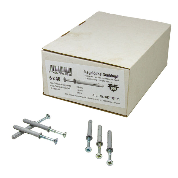 Nageldübel ATTACK SK Ø 6 mm & 8 mm, Senkkopf, Länge & Stückzahl wählbar