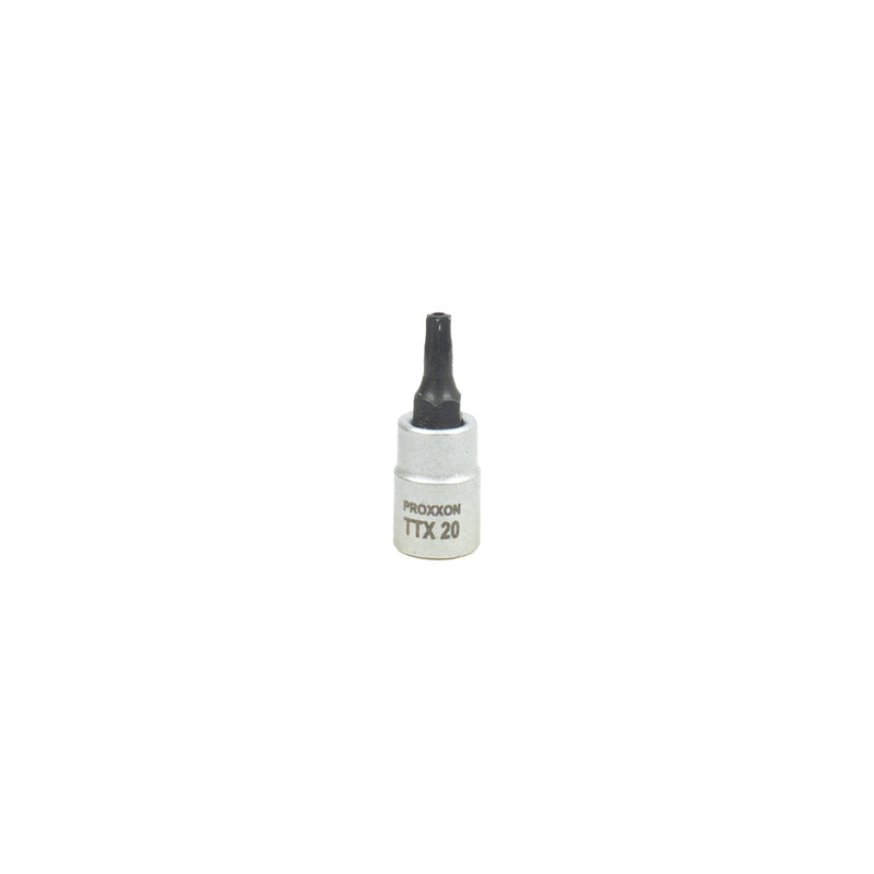1/4" TTX- Einsatz (TTX 5 - TTX 40 wählbar, Länge: 33 mm, Sockel aus CrV-Stahl, Steckschlüsseleinsatz Torx mit Stirnlochbohrung)