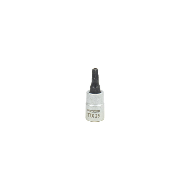 1/4" TTX- Einsatz (TTX 5 - TTX 40 wählbar, Länge: 33 mm, Sockel aus CrV-Stahl, Steckschlüsseleinsatz Torx mit Stirnlochbohrung)