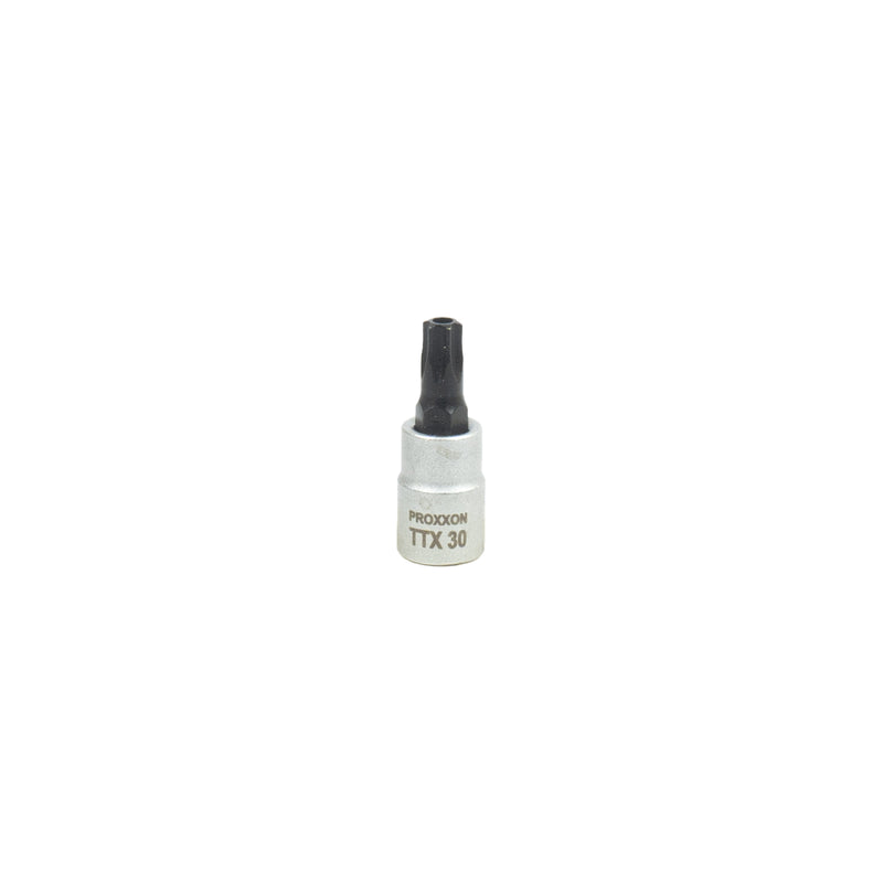 1/4" TTX- Einsatz (TTX 5 - TTX 40 wählbar, Länge: 33 mm, Sockel aus CrV-Stahl, Steckschlüsseleinsatz Torx mit Stirnlochbohrung)