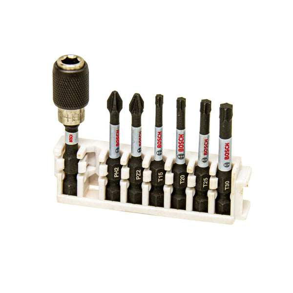 PRO Impact Schrauber Bit Set (8-tlg., PH2 / PZ2 / T15 / T20 / T25 / T30, Quick Change Schnellwechsel Bithalter)
