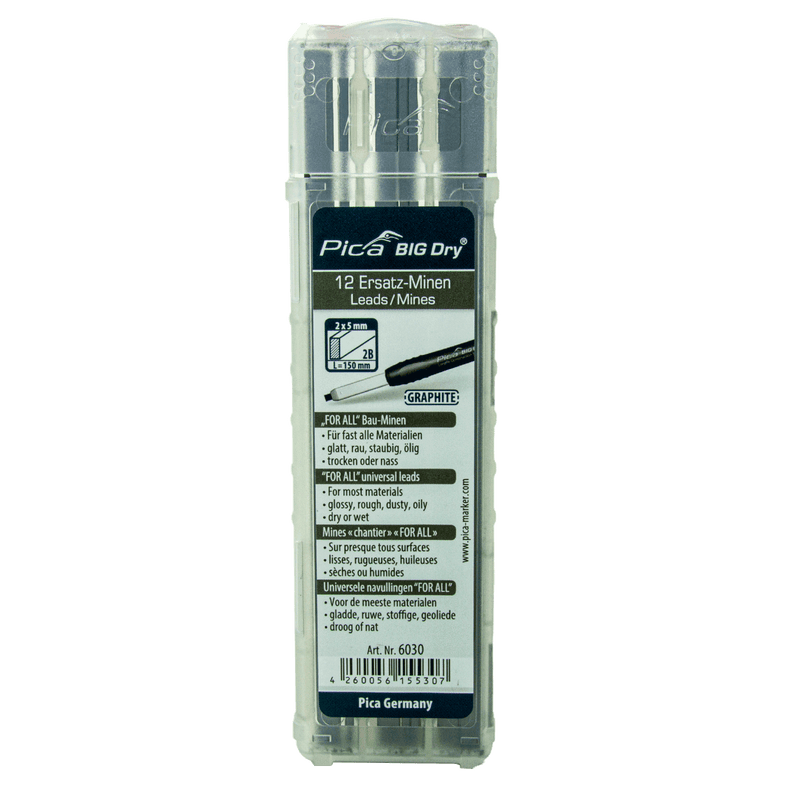 BIG Dry Ersatz-Minen 6030 / 6031 / 6032 (FOR ALL Ersatzminen, 12 Stück, Farbe: Graphit, Rot, Weiß wählbar)