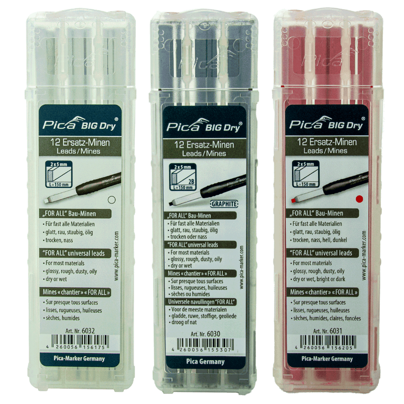 BIG Dry Ersatz-Minen 6030 / 6031 / 6032 (FOR ALL Ersatzminen, 12 Stück, Farbe: Graphit, Rot, Weiß wählbar)