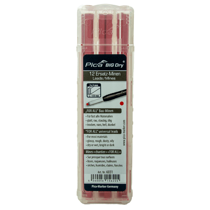 BIG Dry Ersatz-Minen 6030 / 6031 / 6032 (FOR ALL Ersatzminen, 12 Stück, Farbe: Graphit, Rot, Weiß wählbar)