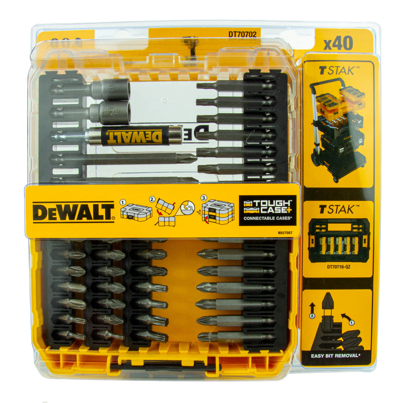 40-tlg. Bit-Set DT70702-QZ (PH / PZ / T Bits, Stecknüsse, Bithalter, High Performance, Tough Case)