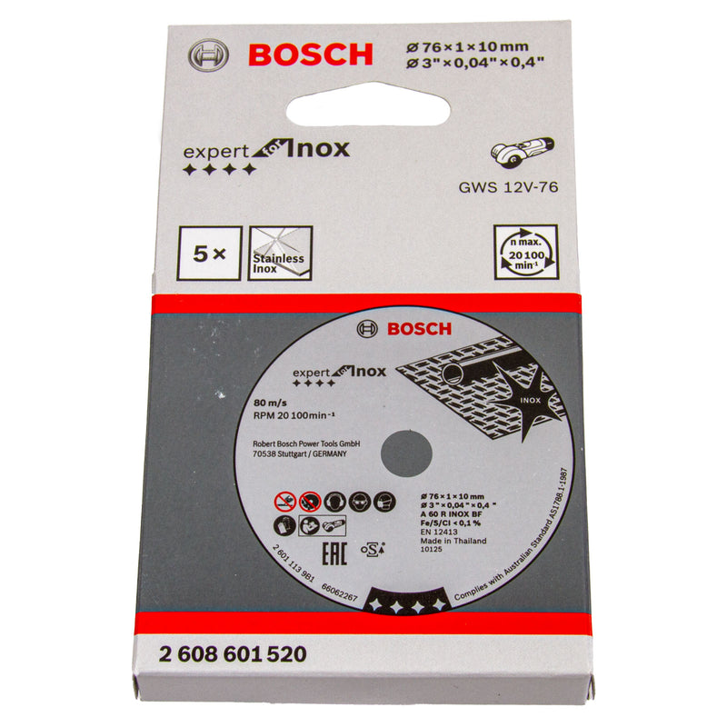 Trennscheiben 76 mm, 5 Stück, Expert for Inox, GWS 12V / 10.8V-76