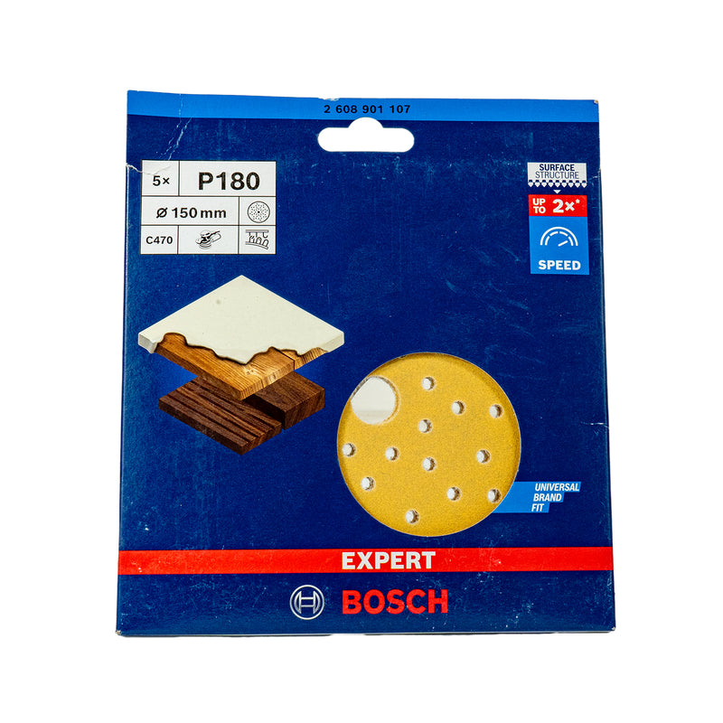 EXPERT Schleifblatt C470, Ø 150 mm, Multilochung, P40 - P400, 5er Pack, Holz & Farbe