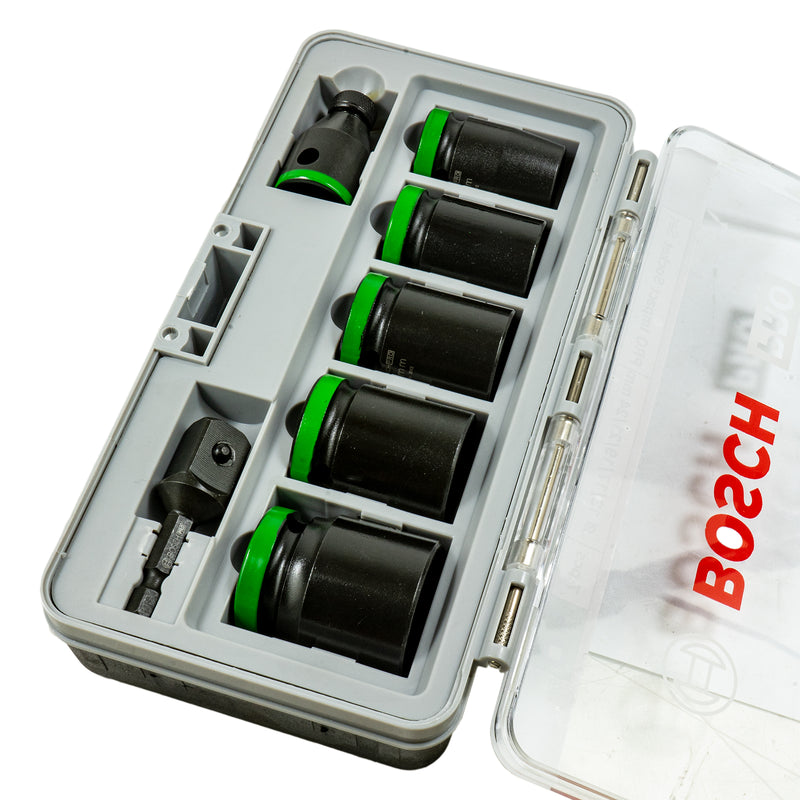 PRO Impact 1/2" Steckschlüsseleinsatz Set 7-tlg. für Schlagschrauber (SW: 13 / 17 / 19 / 21 / 24 mm, inkl. Adapter 1/4" auf 1/2" und 1/2" auf 1/4")