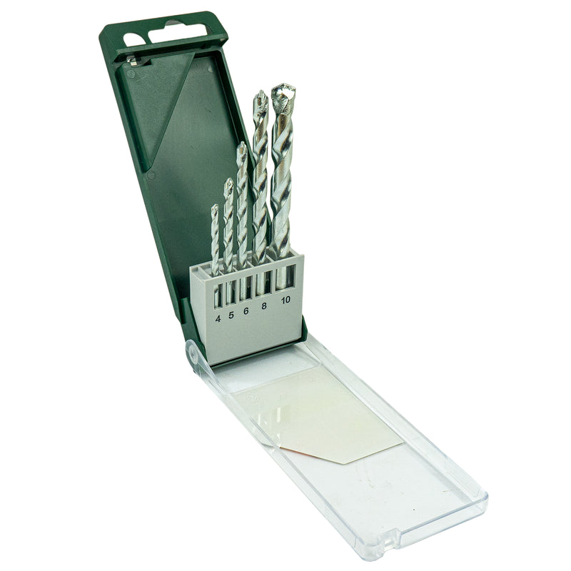 Steinbohrer-Set 5-tlg. (Ø 4/5/6/8/10 mm, Einsetzbar in Schlagbohrmaschine, für Mauerwerk / Beton / Stein)