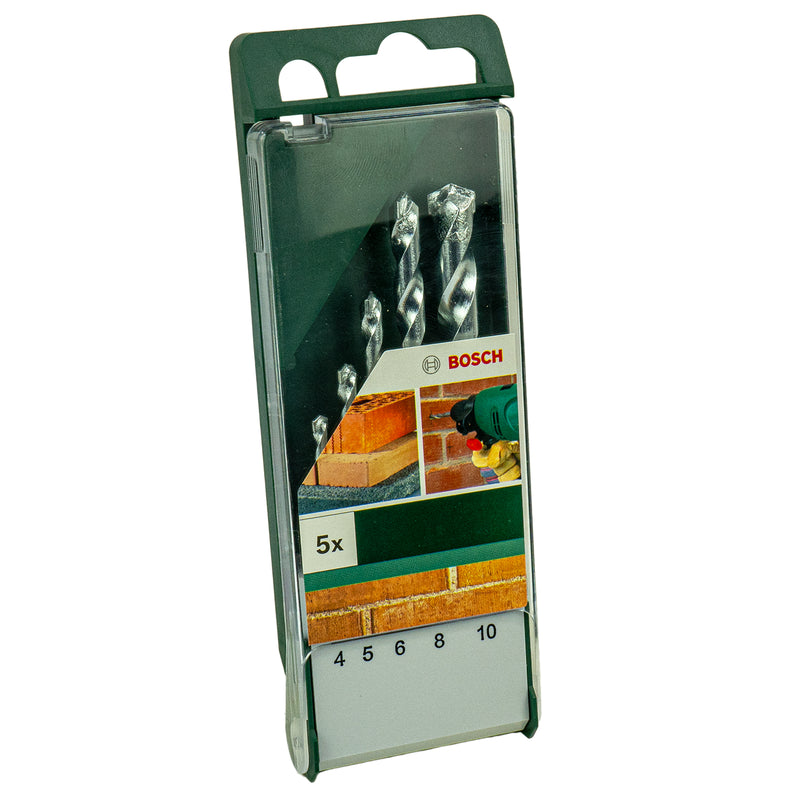 Steinbohrer-Set 5-tlg. (Ø 4/5/6/8/10 mm, Einsetzbar in Schlagbohrmaschine, für Mauerwerk / Beton / Stein)