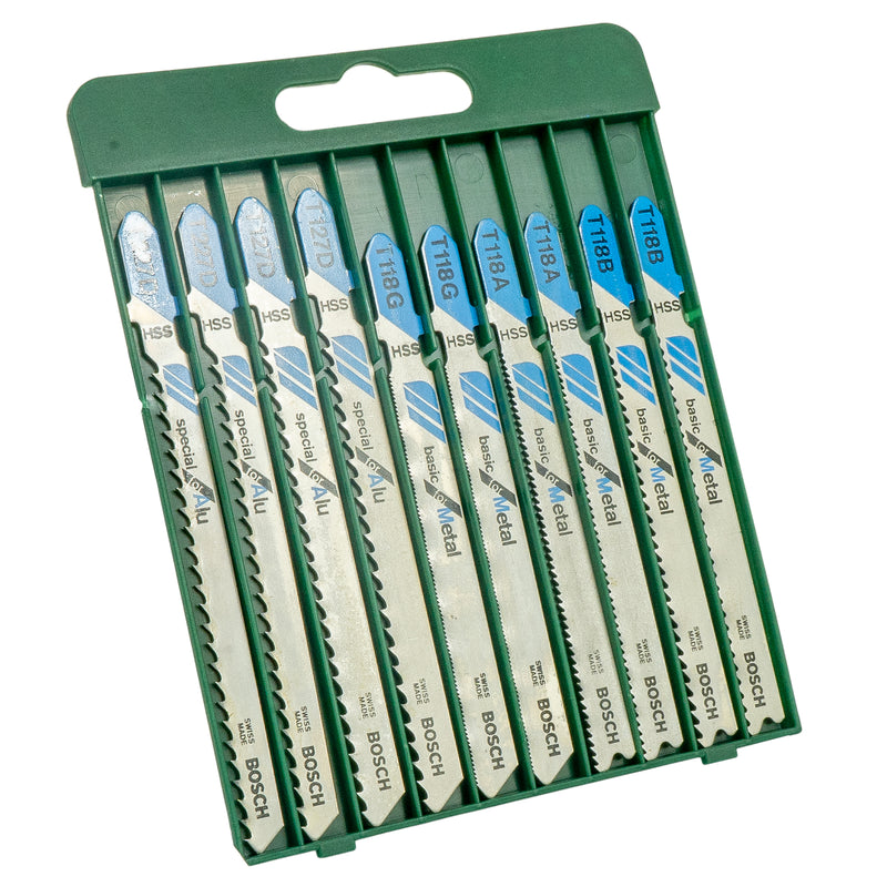 Stichsägeblatt-Set 10-tlg. für Metall (T-Schaft-Aufnahme, Metal, T 118 A / T 118 B / T 118 G / T 127 D / T 227 D)