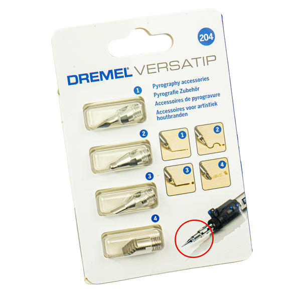 204 Pyrografie-Set für Versatip 2000 (4 Spitzen für Brandmalerei: kugelförmig, oval, spitz, Muster)
