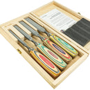 Stechbeitelsatz W.I.N.A.C mit Skateboardheften im Holzkasten (Größen 10, 16, 20, 26 mm)