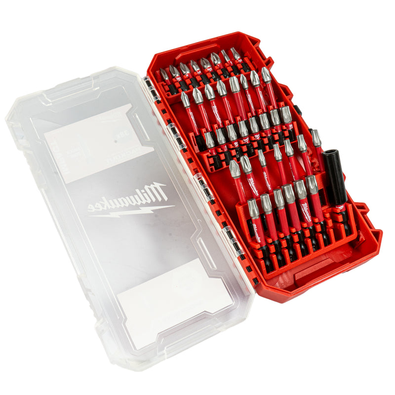 Shockwave Bit-Set Schrauben (38-tlg. mit PH / PZ / TX / Bithalter, schlagfeste 1/4" Schrauberbits, Kassette für Packout)