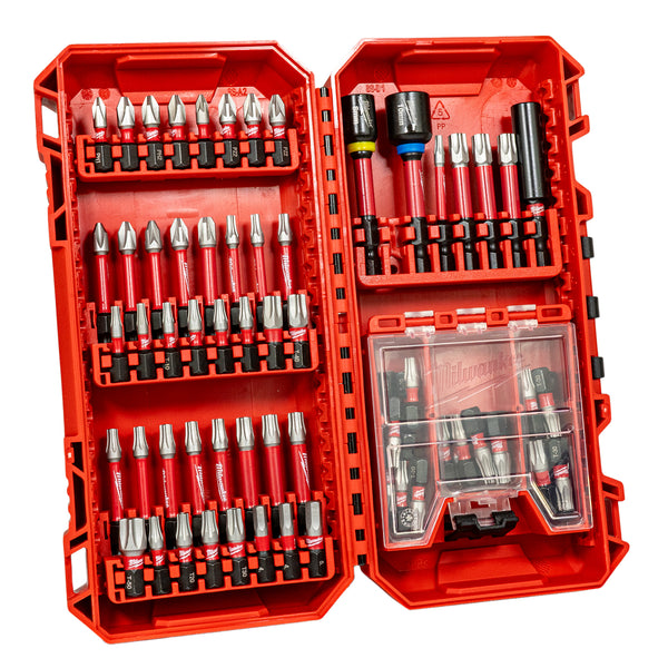 Shockwave Bit-Set (75-tlg. mit PH / PZ / TX / TX BO / HEX / Nüsse / Bithalter, schlagfeste 1/4" Schrauberbits, Kassette für Packout)