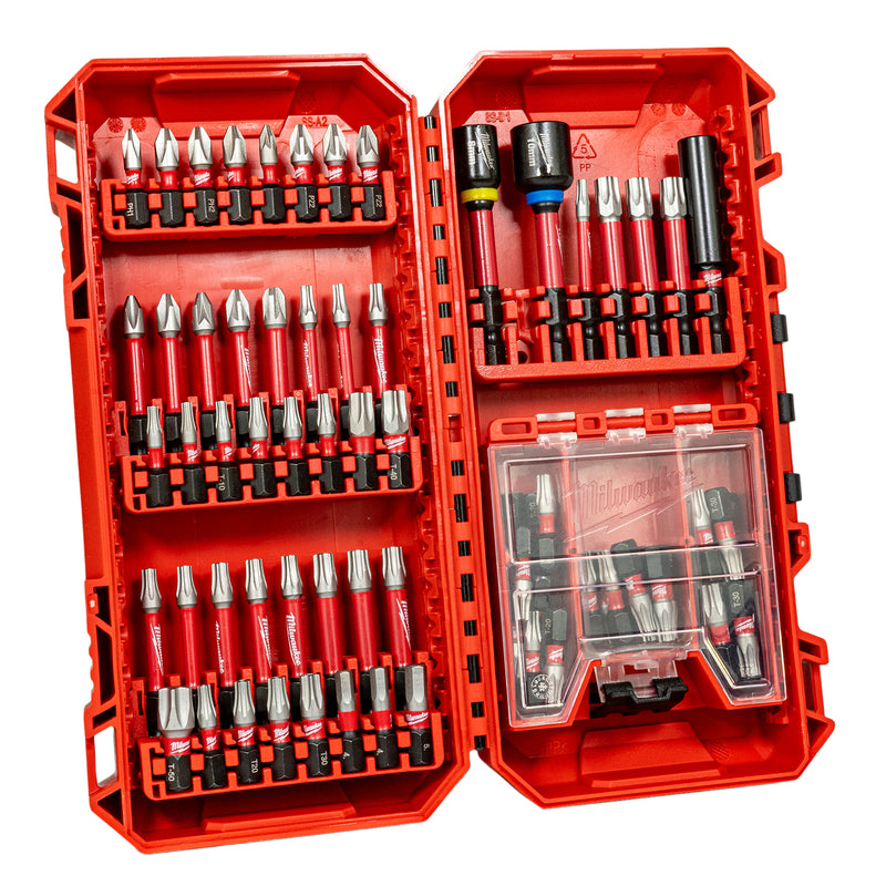 Shockwave Bit-Set (75-tlg. mit PH / PZ / TX / TX BO / HEX / Nüsse / Bithalter, schlagfeste 1/4" Schrauberbits, Kassette für Packout)