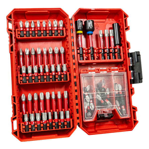 Shockwave Bit-Set Schrauben (70-tlg. mit PH / PZ / TX / HEX / Nüsse / Bithalter, schlagfeste 1/4" Schrauberbits, Kassette für Packout)