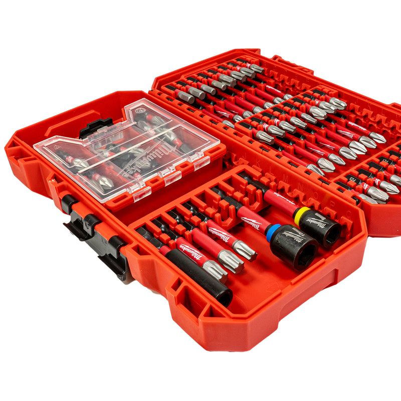 Shockwave Bit-Set Schrauben (70-tlg. mit PH / PZ / TX / HEX / Nüsse / Bithalter, schlagfeste 1/4" Schrauberbits, Kassette für Packout)