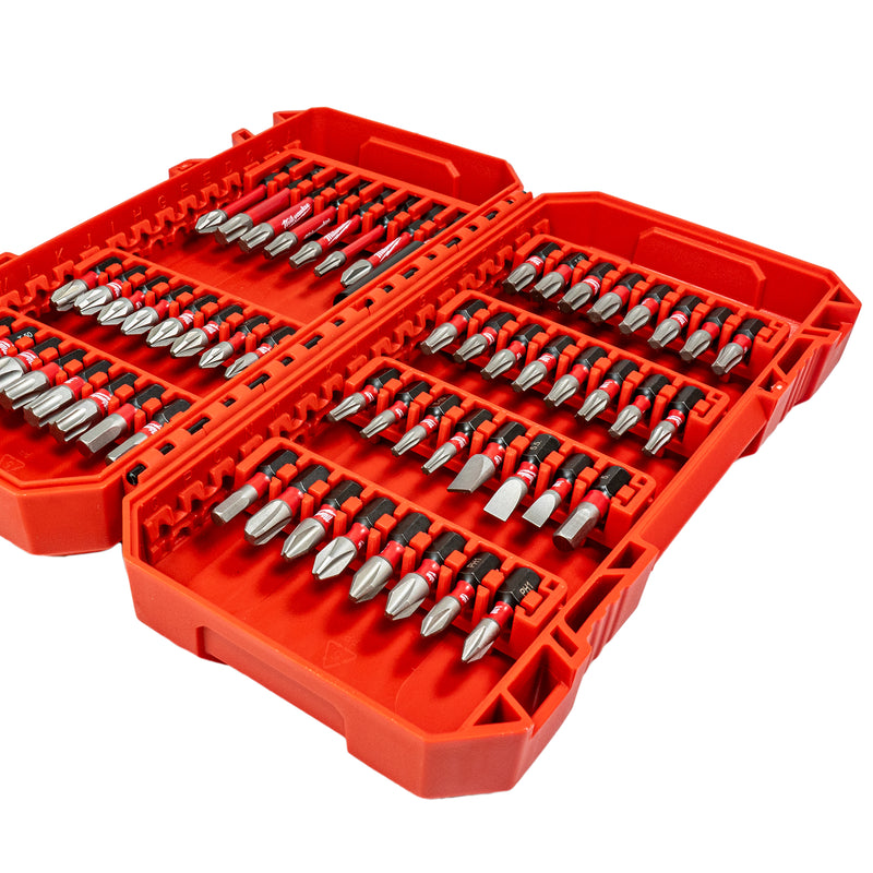 Shockwave Bit-Set Schrauben (56-tlg. mit PH / PZ / TX / HEX / SL / Bithalter, schlagfeste 1/4" Schrauberbits, Kassette für Packout)