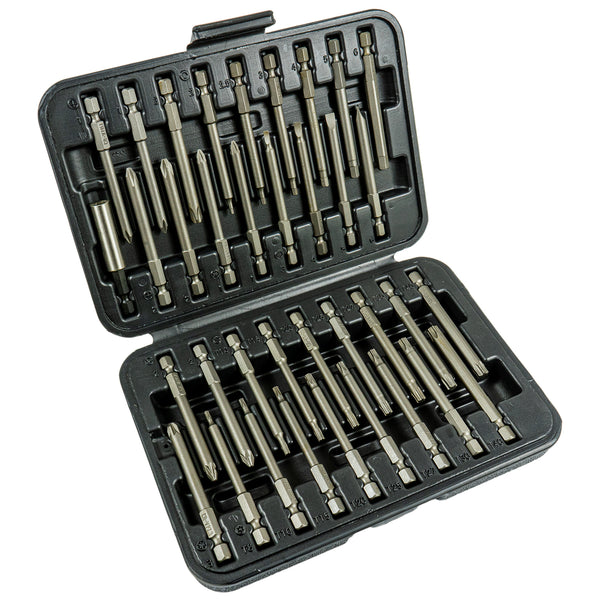 1/4" Bit-Box mit langen 75 mm Bits & Bithalter (36-tlg. mit PH / PZ / TX / SL / HEX Schrauberbits)