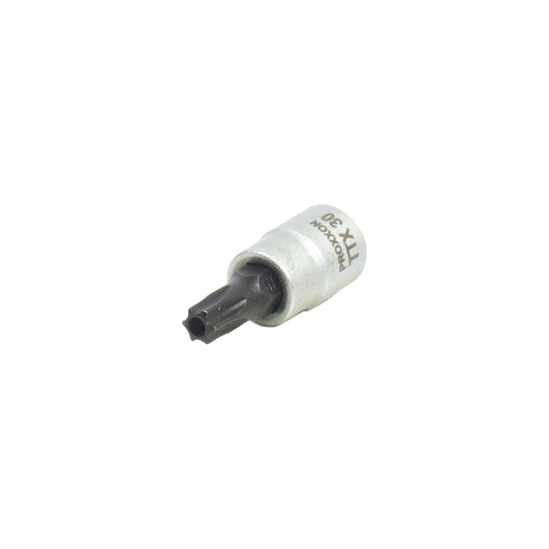 1/4" TTX- Einsatz (TTX 5 - TTX 40 wählbar, Länge: 33 mm, Sockel aus CrV-Stahl, Steckschlüsseleinsatz Torx mit Stirnlochbohrung)