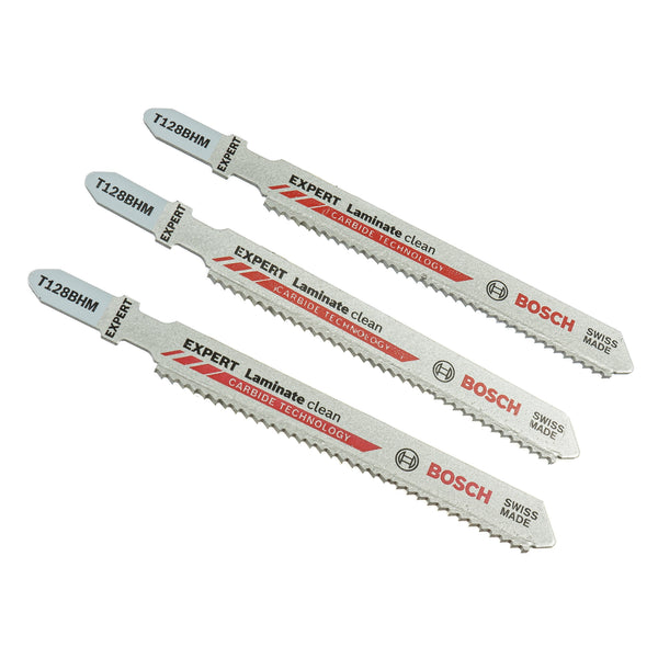 EXPERT Laminate Clean | T 128 BHM | 3 x Stichsägeblatt für saubere Schnitte in Laminat