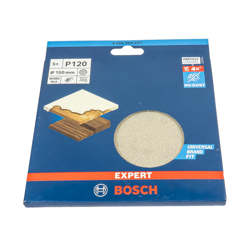 EXPERT M480 Schleifnetz Ø 150 mm, P80 - P400 (5er Pack, für Hartholz & Farbe auf Holz)
