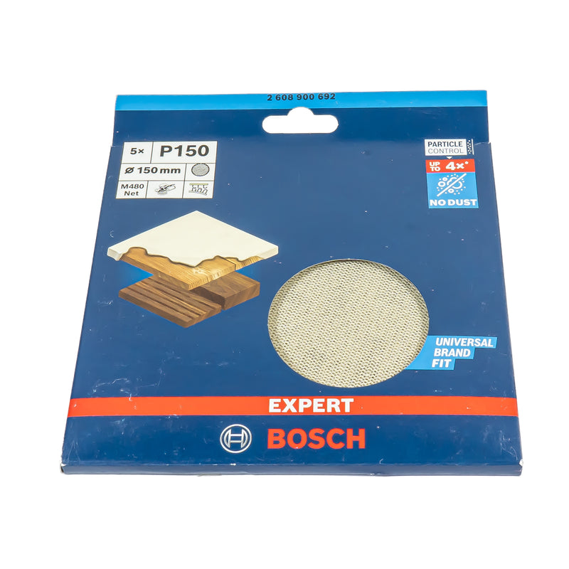 EXPERT M480 Schleifnetz Ø 150 mm, P80 - P400 (5er Pack, für Hartholz & Farbe auf Holz)
