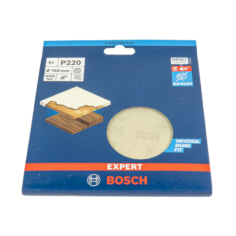 EXPERT M480 Schleifnetz Ø 150 mm, P80 - P400 (5er Pack, für Hartholz & Farbe auf Holz)