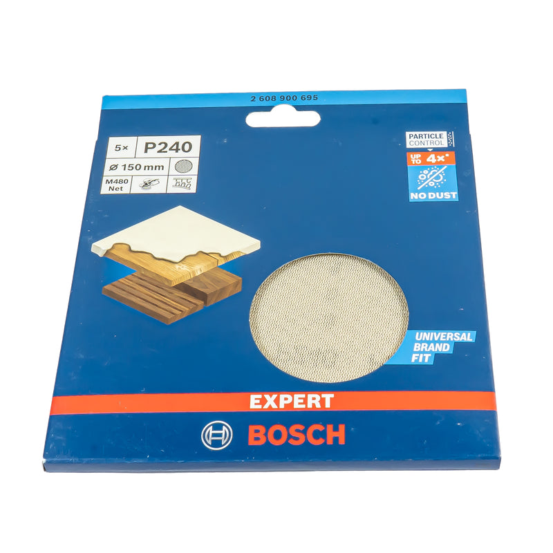 EXPERT M480 Schleifnetz Ø 150 mm, P80 - P400 (5er Pack, für Hartholz & Farbe auf Holz)
