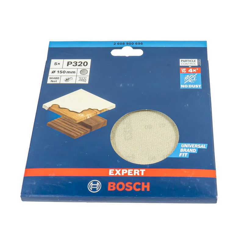 EXPERT M480 Schleifnetz Ø 150 mm, P80 - P400 (5er Pack, für Hartholz & Farbe auf Holz)
