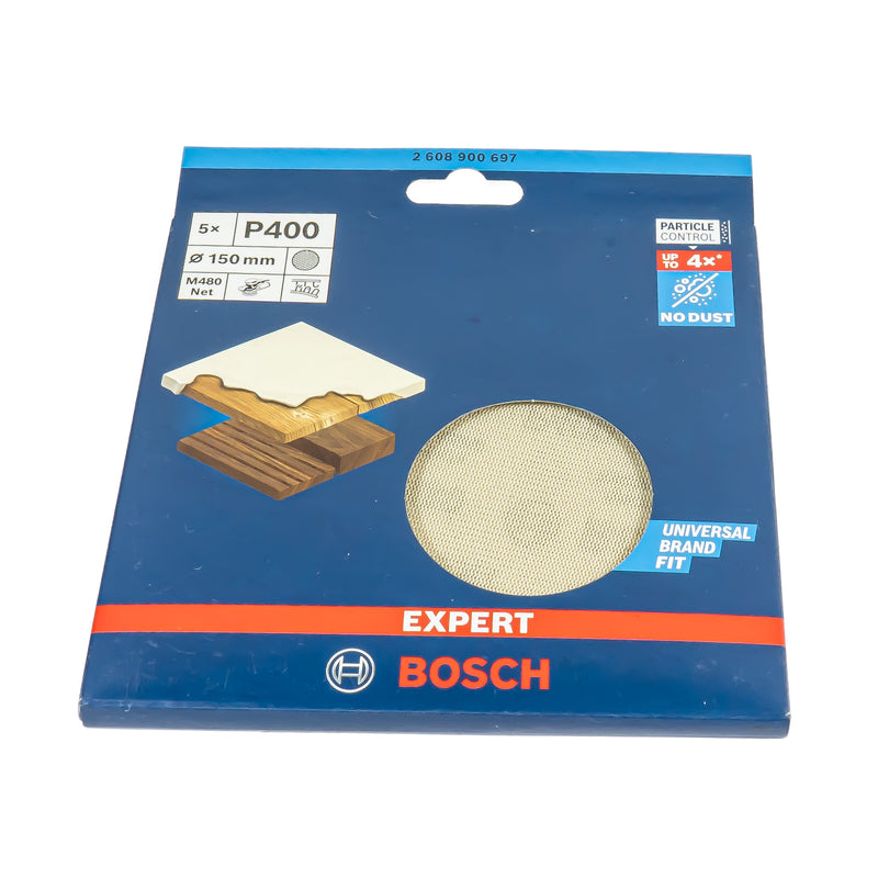 EXPERT M480 Schleifnetz Ø 150 mm, P80 - P400 (5er Pack, für Hartholz & Farbe auf Holz)