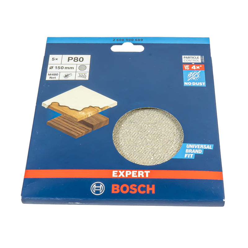 EXPERT M480 Schleifnetz Ø 150 mm, P80 - P400 (5er Pack, für Hartholz & Farbe auf Holz)