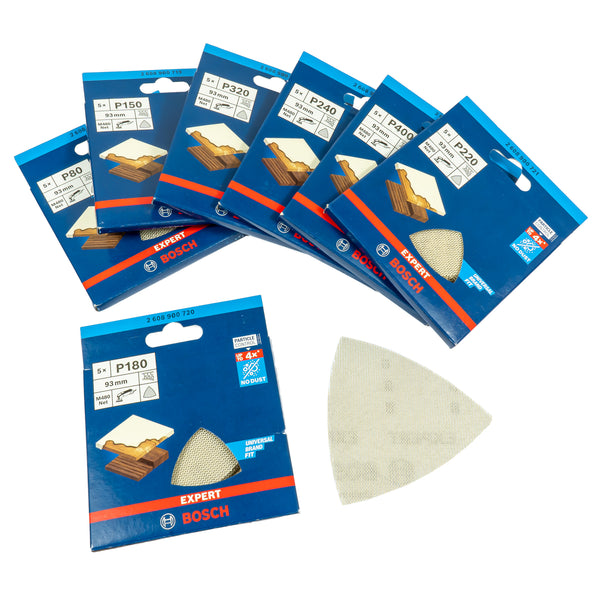 EXPERT M480 Schleifnetz 93 mm für Deltaschleifer, P80 - P400 (5er Pack, für Holz, Farbe, Trockenbauwände)