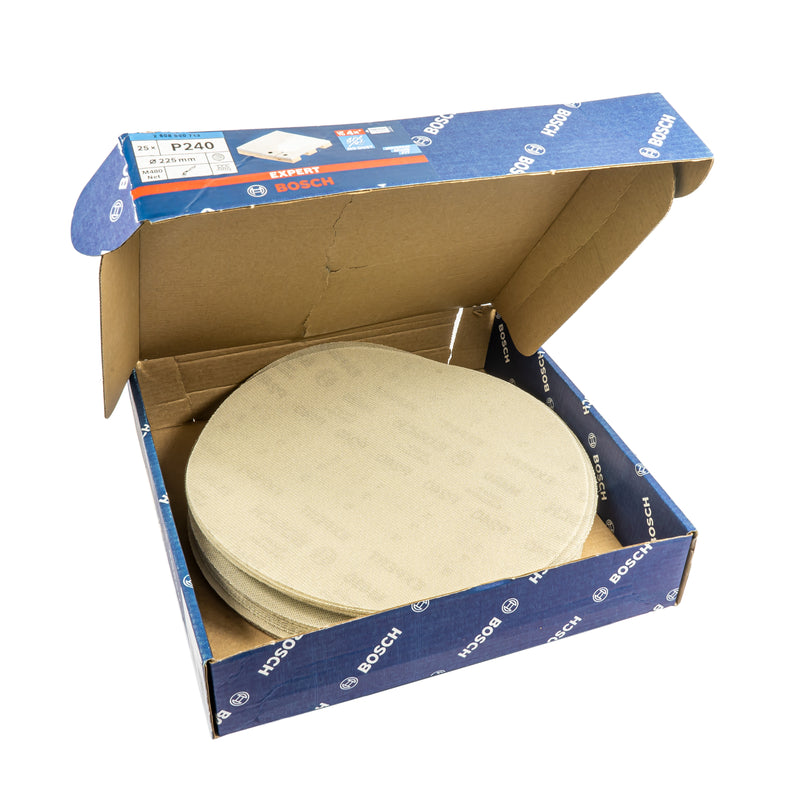 EXPERT M480 Schleifnetz Ø 225 mm für Trockenbauschleifer, P80 - P400 (25er Pack, für Gipskartonplatten, Holz, Plastik)