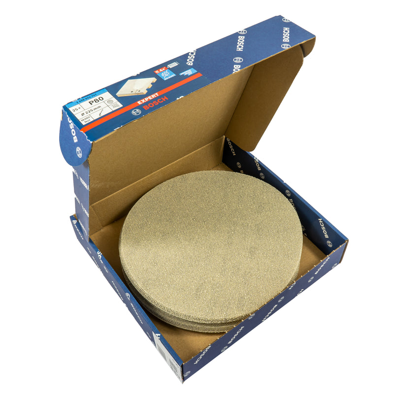EXPERT M480 Schleifnetz Ø 225 mm für Trockenbauschleifer, P80 - P400 (25er Pack, für Gipskartonplatten, Holz, Plastik)