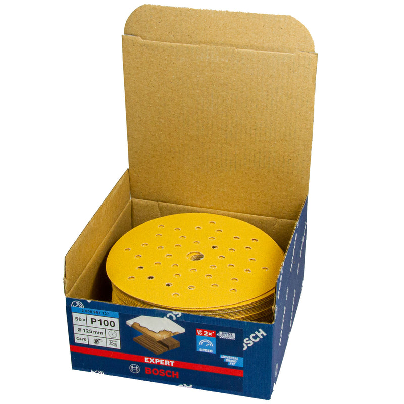 EXPERT Schleifblatt C470, Ø 125 mm, Multilochung, P40 - P400, 50er Pack, Holz & Farbe