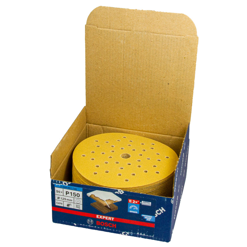 EXPERT Schleifblatt C470, Ø 125 mm, Multilochung, P40 - P400, 50er Pack, Holz & Farbe