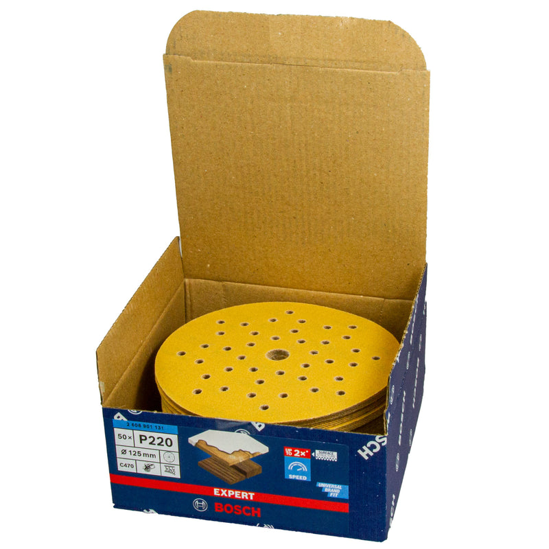EXPERT Schleifblatt C470, Ø 125 mm, Multilochung, P40 - P400, 50er Pack, Holz & Farbe