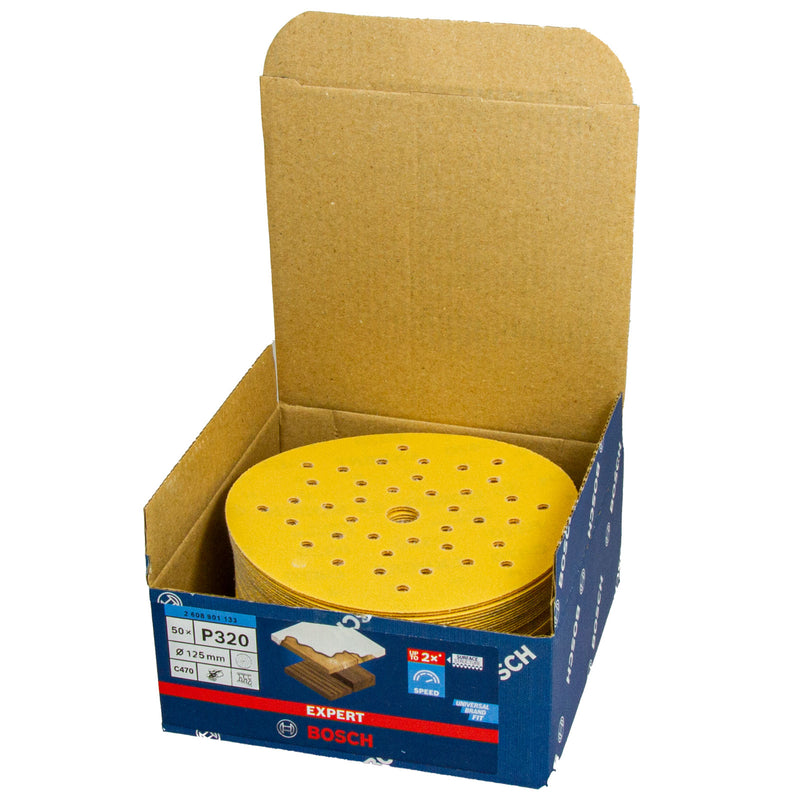 EXPERT Schleifblatt C470, Ø 125 mm, Multilochung, P40 - P400, 50er Pack, Holz & Farbe