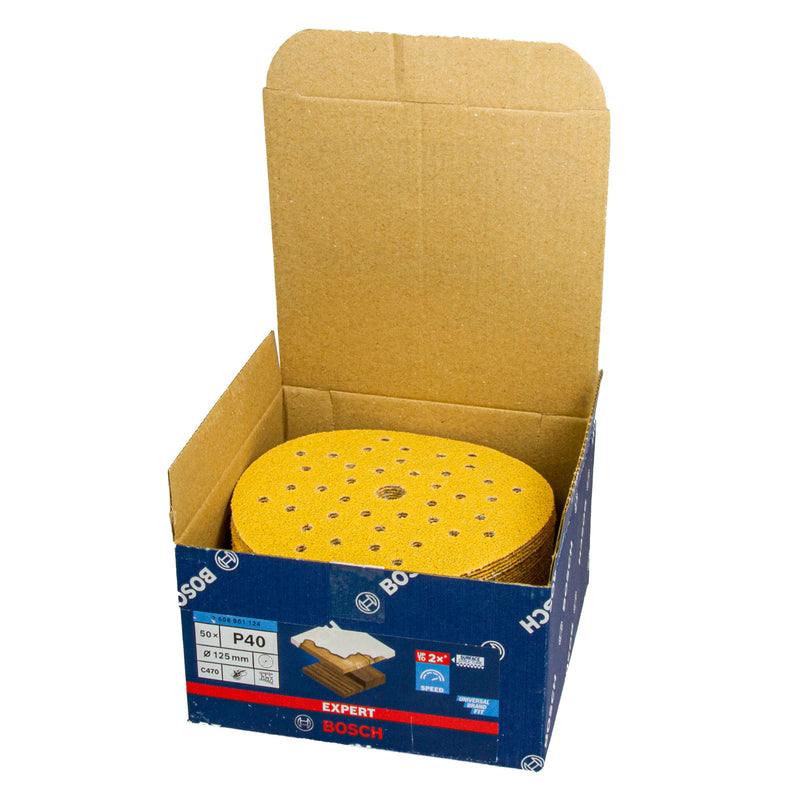 EXPERT Schleifblatt C470, Ø 125 mm, Multilochung, P40 - P400, 50er Pack, Holz & Farbe