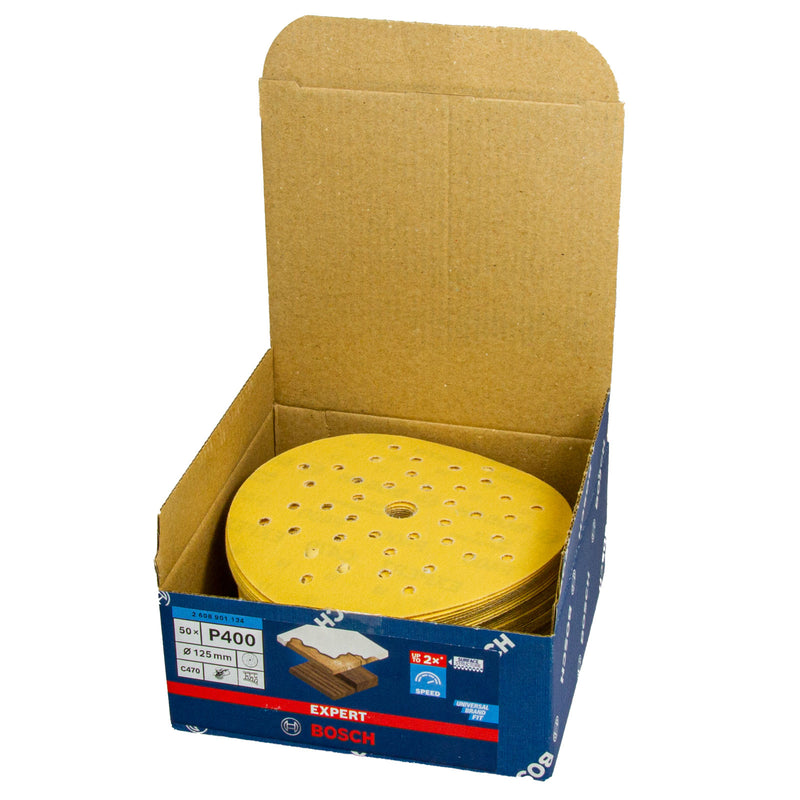 EXPERT Schleifblatt C470, Ø 125 mm, Multilochung, P40 - P400, 50er Pack, Holz & Farbe
