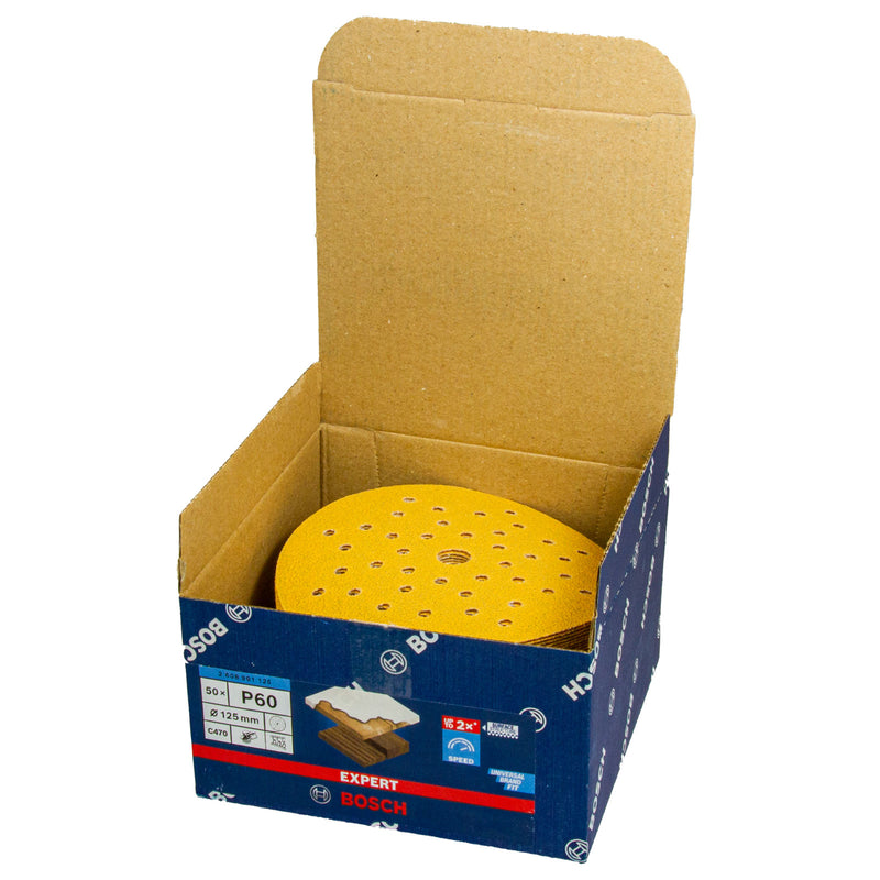 EXPERT Schleifblatt C470, Ø 125 mm, Multilochung, P40 - P400, 50er Pack, Holz & Farbe