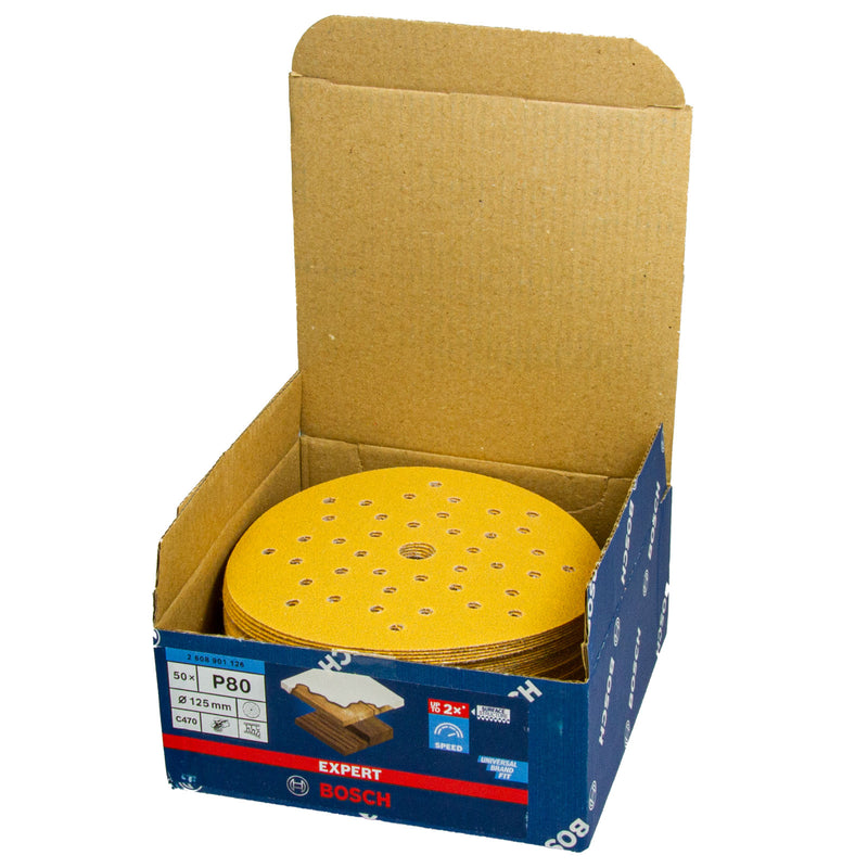 EXPERT Schleifblatt C470, Ø 125 mm, Multilochung, P40 - P400, 50er Pack, Holz & Farbe