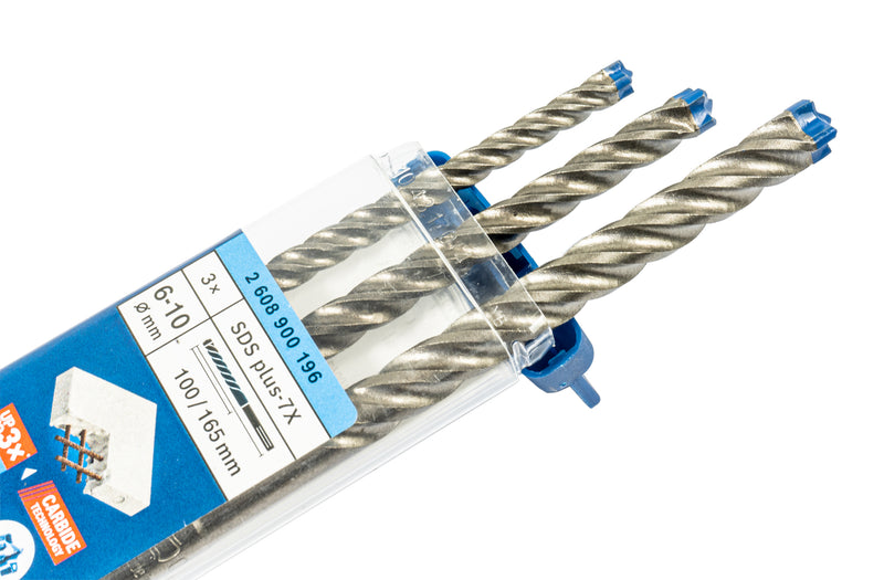 EXPERT SDS plus-7X Hammerbohrer Set 3-tlg. Ø 6 | 8 | 10 mm, Ideal zum Bohren in Stahlbeton