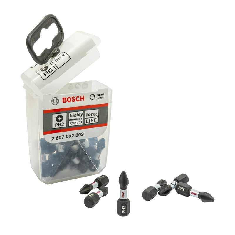 25 x Impact Control Schrauberbit T / PH / PZ (Bits mit 1/4"-Sechskantaufnahme, Optimiert für Schlagschrauber)