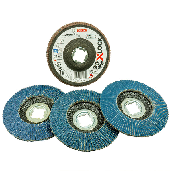 X-LOCK Fächerschleifscheibe Ø 125 mm, gewinkelt, P40 - P120 (für Metall, Best for Metal, X571)