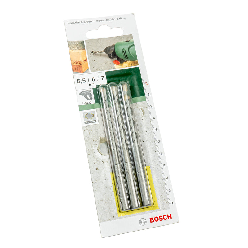 SDS Quick Betonbohrer Set 3-tlg. mit Ø 5,5 / 6,0 / 7,0 mm (zum Bohren in Beton, Stein und Mauerwerk)