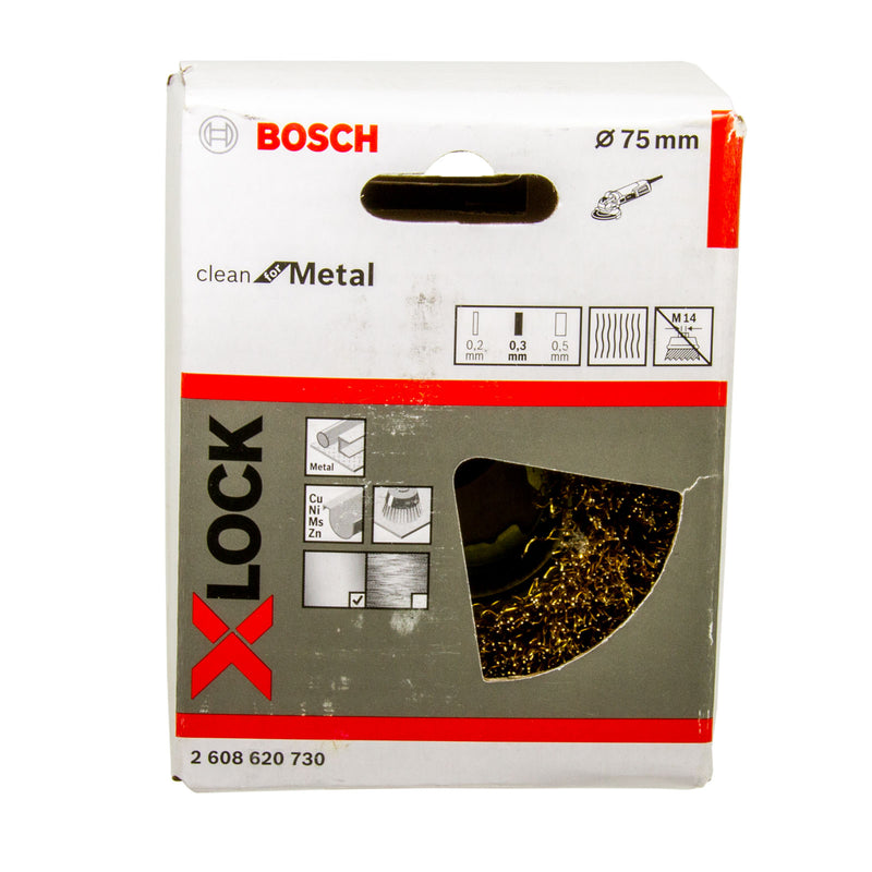 X-LOCK Topfbürste Ø 75 mm, 0.3 mm gewellter Messingdraht, Clean for Metal